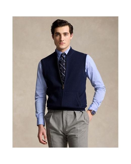 Polo Ralph Lauren Blue Washable Wool Full-zip Jumper Waistcoat for men