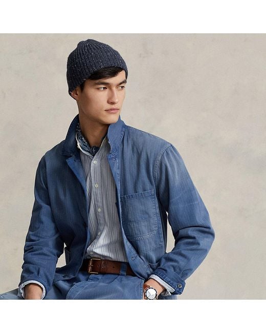 Veste utilitaire en sergé à chevrons Polo Ralph Lauren pour homme en coloris Blue