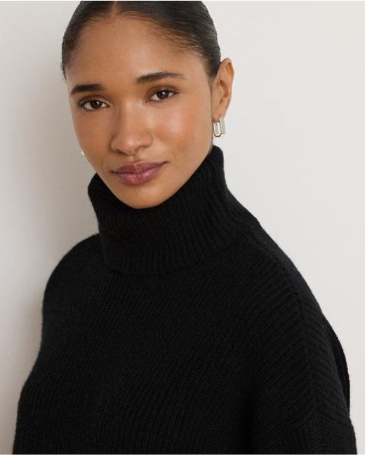 Ralph Lauren Black Wool-Cashmere Roll Neck Dress