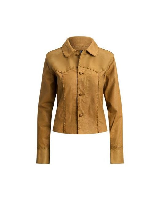Ralph Lauren Brown Western Leather Shirt Jacket