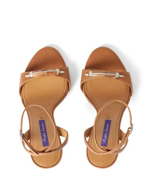 Ralph Lauren Brown Sandalette Presling Aus Kalbsleder
