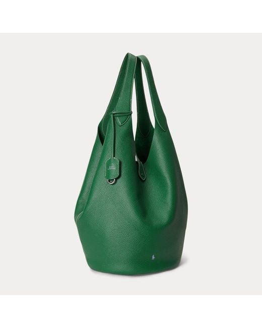 Polo Ralph Lauren Green Polo Play Leather Large Tote