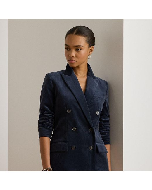 Ralph Lauren Blue Double-Breasted Corduroy Blazer