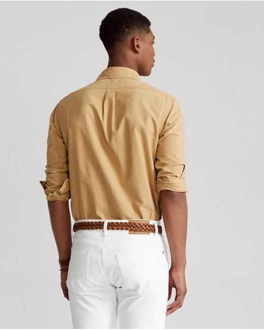 Polo Ralph Lauren Brown Slim Fit Garment-Dyed Oxford Shirt for men
