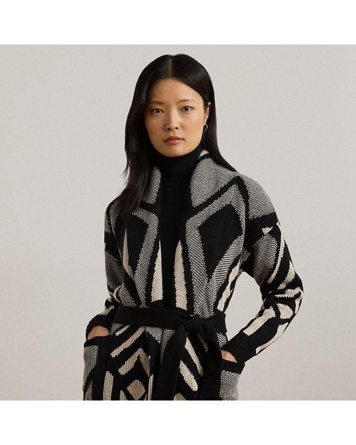 Ralph Lauren Black Ralph Lauren Geo-motif Belted Wool-blend Cardigan