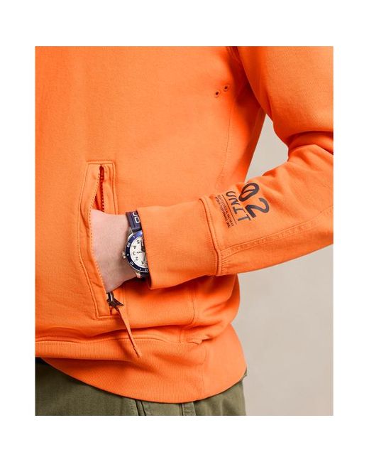 RLX Ralph Lauren Badstof-fleece Hoodie Met Kwartrits in het Orange voor heren