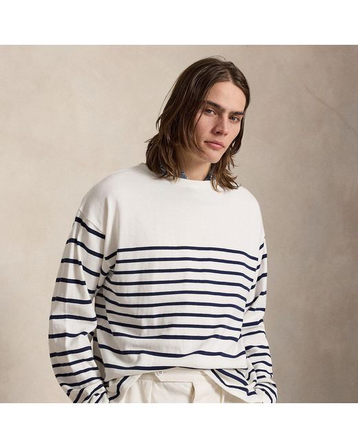 Polo Ralph Lauren White Relaxed Fit Striped Jersey Pullover for men