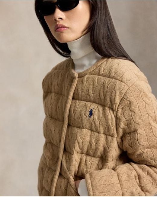 Polo Ralph Lauren Natural Cable Wool-Cashmere Snapped Jacket