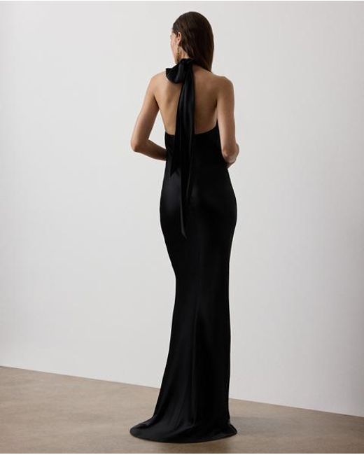 Ralph Lauren Black Chilton Stretch Satin Evening Dress