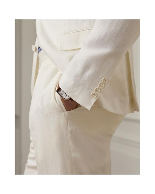 Giacca Kent in lino confezionata a mano di Ralph Lauren Purple Label in White da Uomo