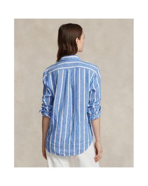 Camicia in lino a righe Relaxed-Fit di Ralph Lauren in Blue