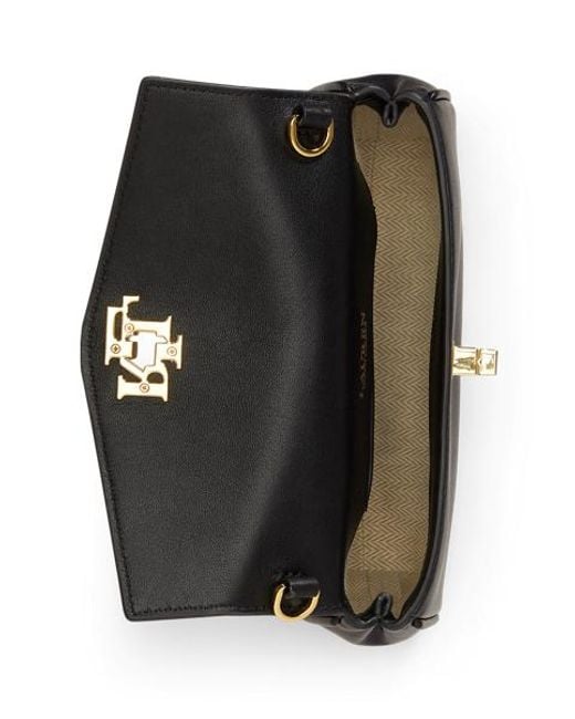 Ralph Lauren Black Nappa Turn-Lock Wristlet Crossbody