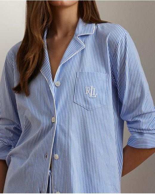 Pijama Capri De Punto Jersey Con Rayas Ralph Lauren de color Blue