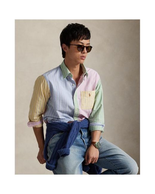 Camicia Oxford patchwork a righe di Polo Ralph Lauren in Blue da Uomo