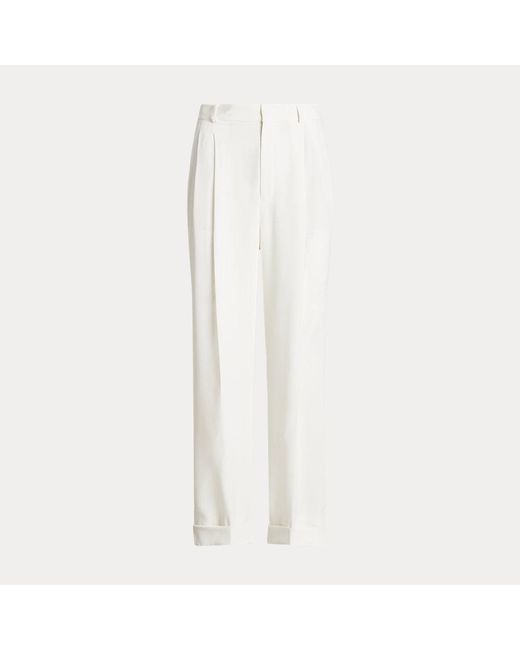 Polo Ralph Lauren White Straight-leg Satin Trouser
