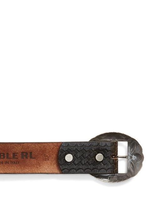 RRL Black Studded Leather Belt for men