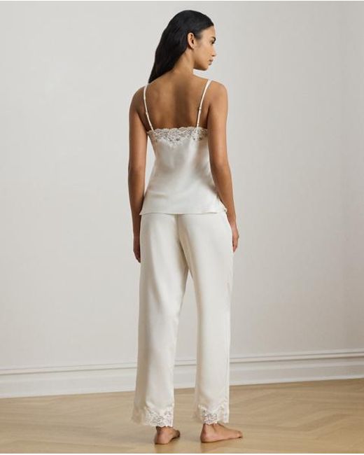Ralph Lauren Brown Lace-Trim Satin Double-Strap Cami Pj Set