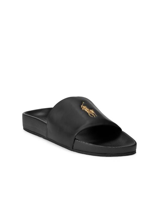 Ralph Lauren Cayson Big Pony Slide in Black for Men | Lyst