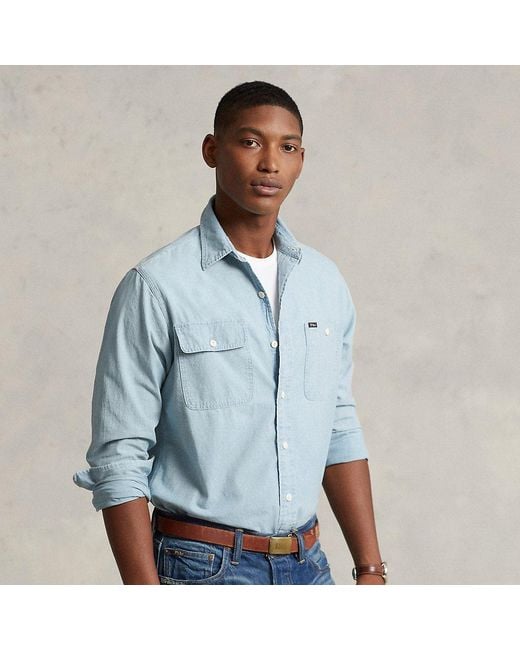 Polo Ralph Lauren Classic Fit Indigo Chambray Shirt in Blue for
