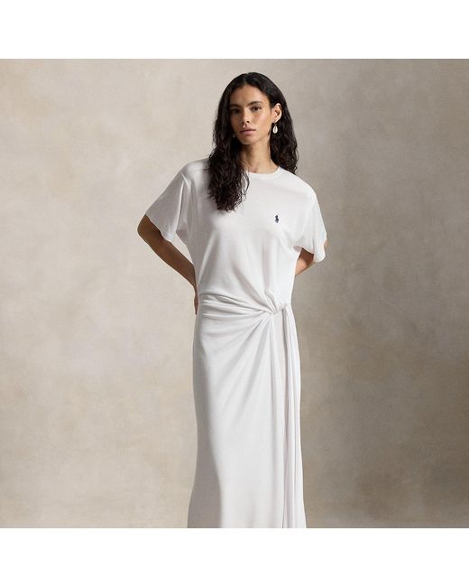 Polo Ralph Lauren White Twist-Detail Tee Dress
