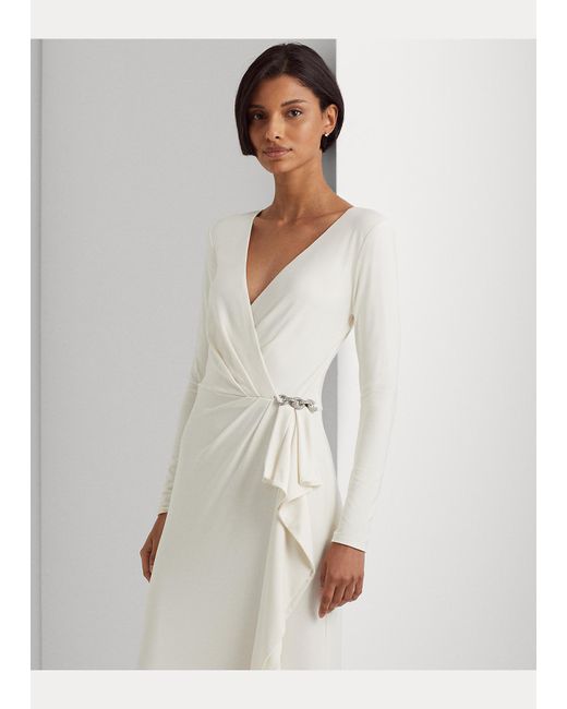 Ralph lauren ruffled jersey gown clearance
