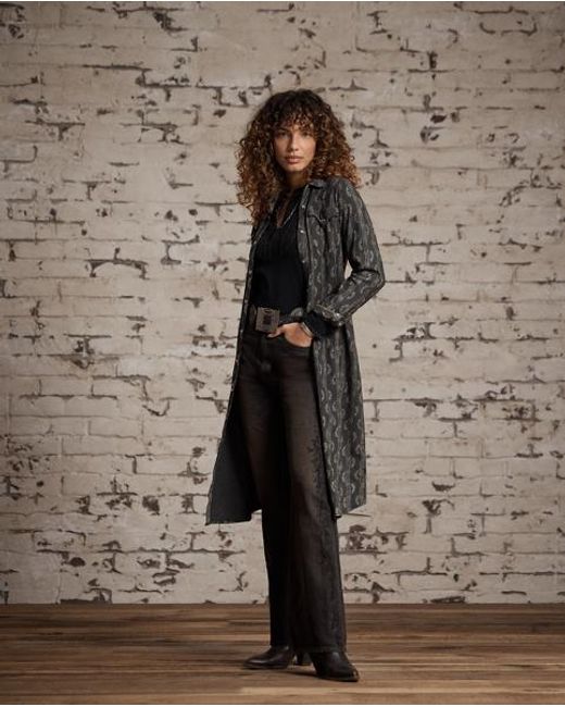 RRL Gray Cotton-Linen Jersey Western Dress