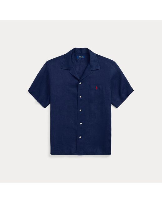 Polo Ralph Lauren Blue Classic Fit Linen Camp Shirt for men