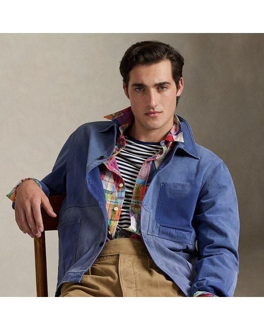 Polo Ralph Lauren Blue Patchwork Utility Jacket for men