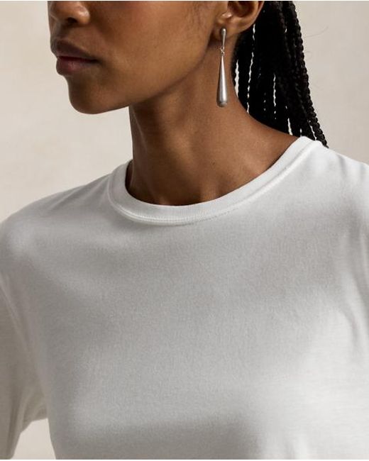 Polo Ralph Lauren White Shrunken Fit Jersey Long-Sleeve Tee