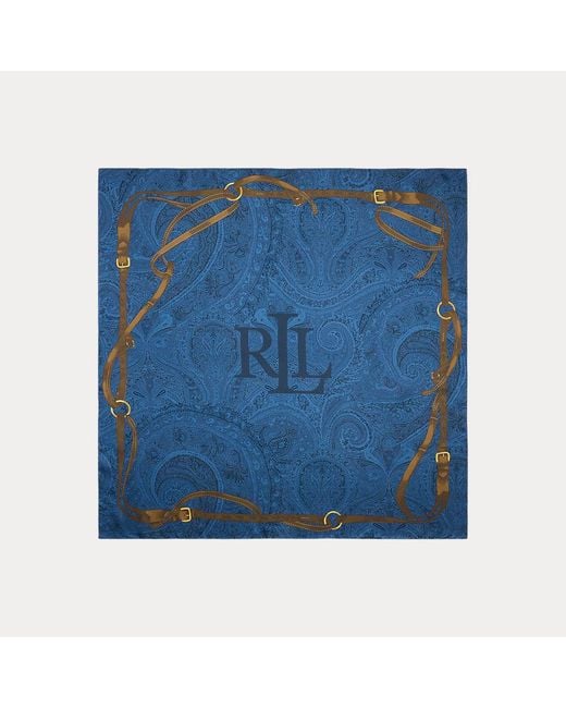 Foulard in seta con stampa a cinture di Ralph Lauren in Blue