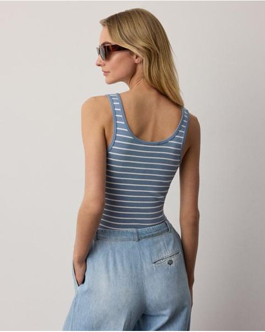 Ralph Lauren Black Ellis Rib-Knit Striped Tank Top