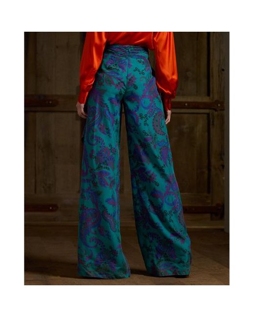 Pantalón Schmitt de seda habotai Ralph Lauren Collection de color Blue