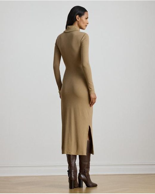 Ralph Lauren Jurk Met Turtleneck En Strik Voor in het Natural
