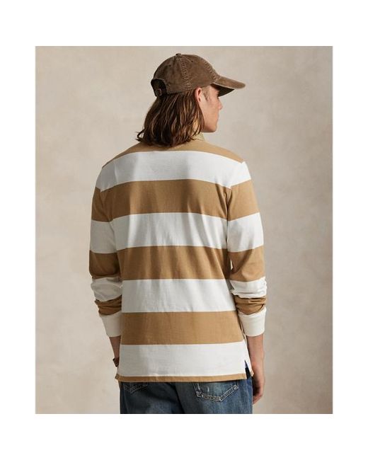 Ralph Lauren Classic Fit Khaki-Collar Rugby Shirt in Brown for Men | Lyst