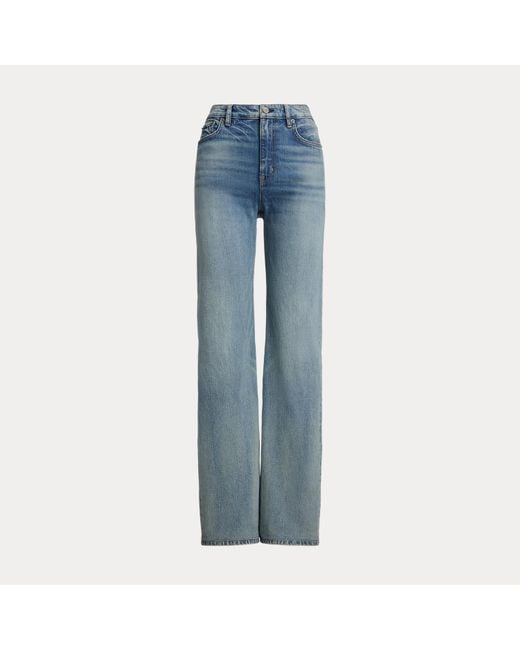 Ralph Lauren Blue High-Rise Straight Wide-Leg Jean