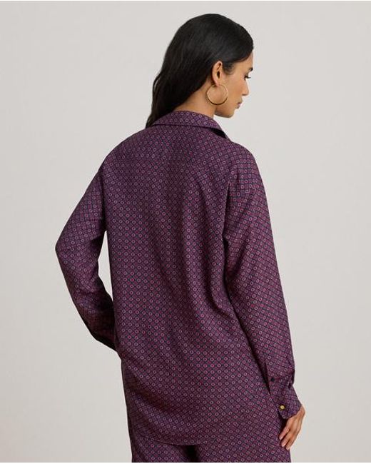 Ralph Lauren Purple Relaxed Fit Foulard-Print Crepe Shirt