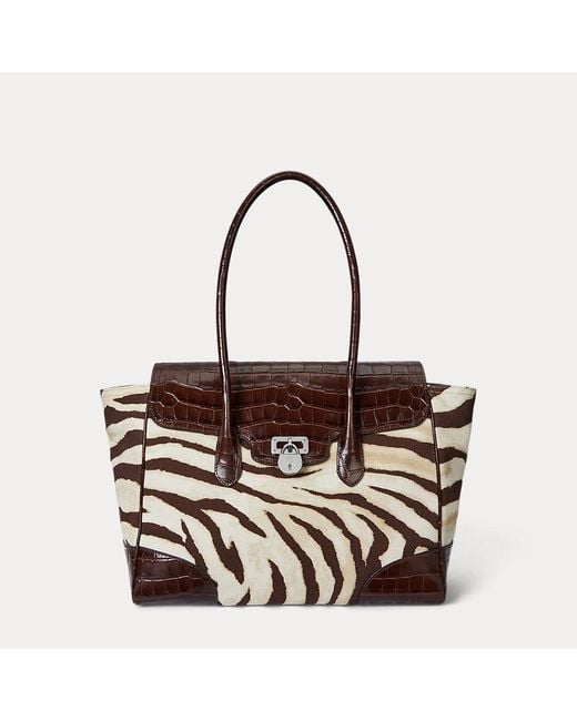 Bolso Satchel Tanner Grande De Loneta Ralph Lauren de color Brown