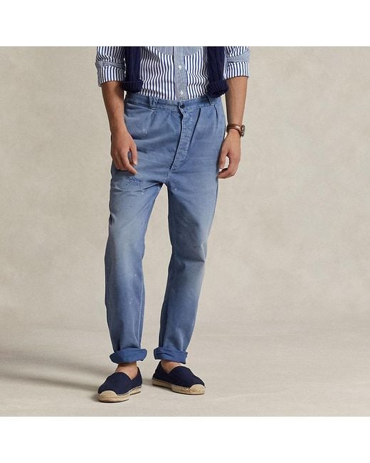 Pantaloni in twill a gamba dritta di Polo Ralph Lauren in Blue da Uomo