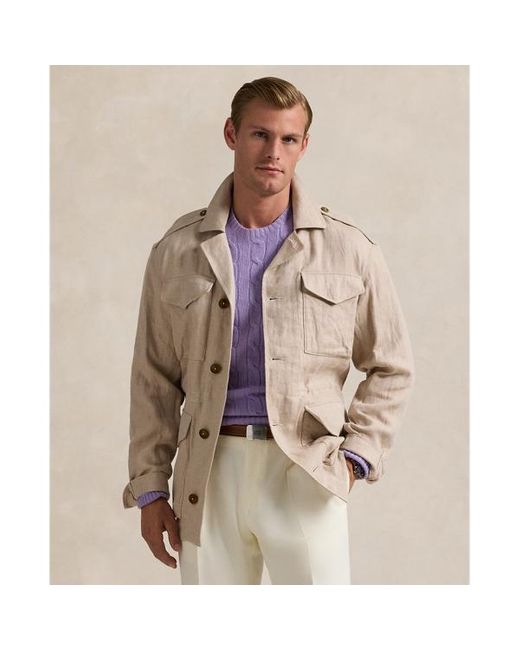 Polo Ralph Lauren Brown Linen Herringbone Field Jacket for men