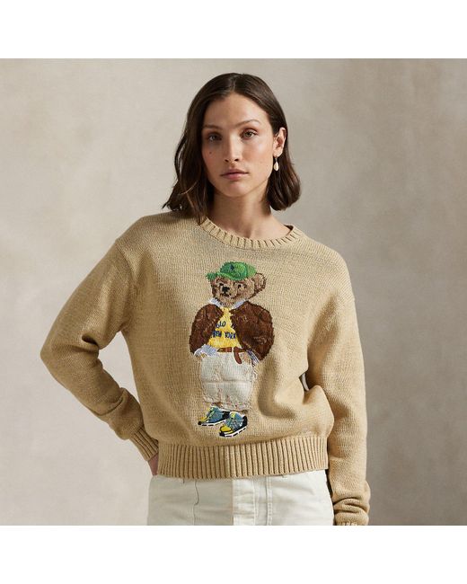 Ralph Lauren Natural Polo Bear Cotton Crewneck Jumper