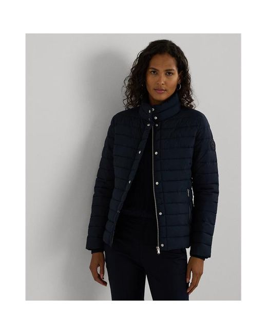 Ralph Lauren Blue Quilted Funnelneck Puffer Coat