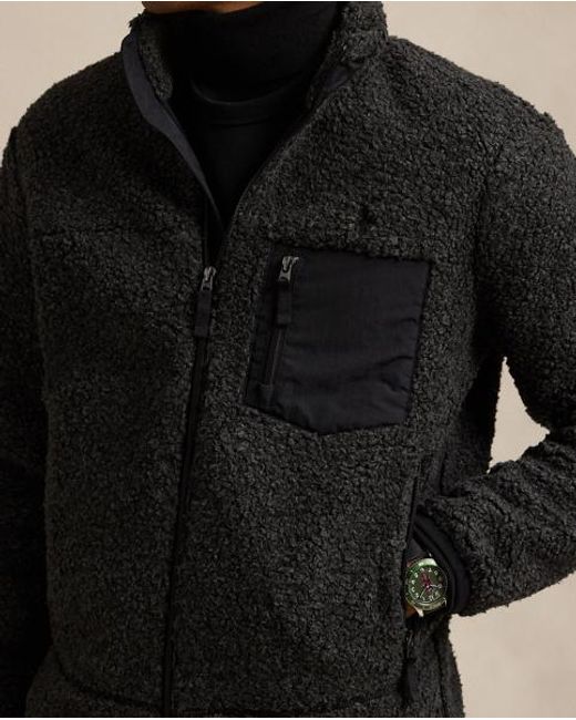 Chaqueta Híbrida Con Tejido Polar Polo Ralph Lauren de hombre de color Black