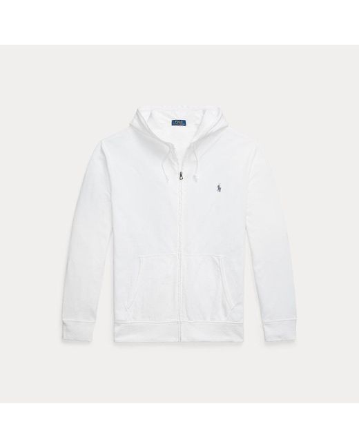Taglie Plus - Felpa in spugna di cotone con cappuccio di Polo Ralph Lauren in White da Uomo
