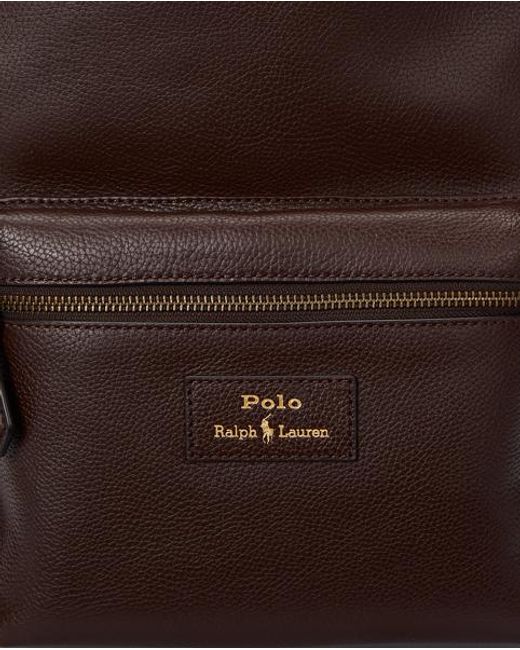 Polo Ralph Lauren Brown Pebbled Leather Backpack for men