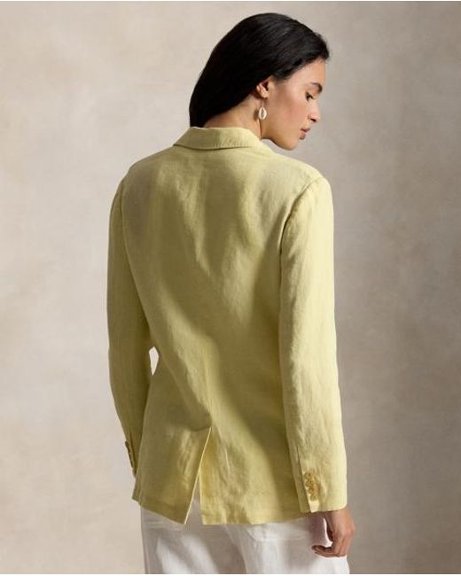 Ralph Lauren Green Single-Breasted Linen Blazer