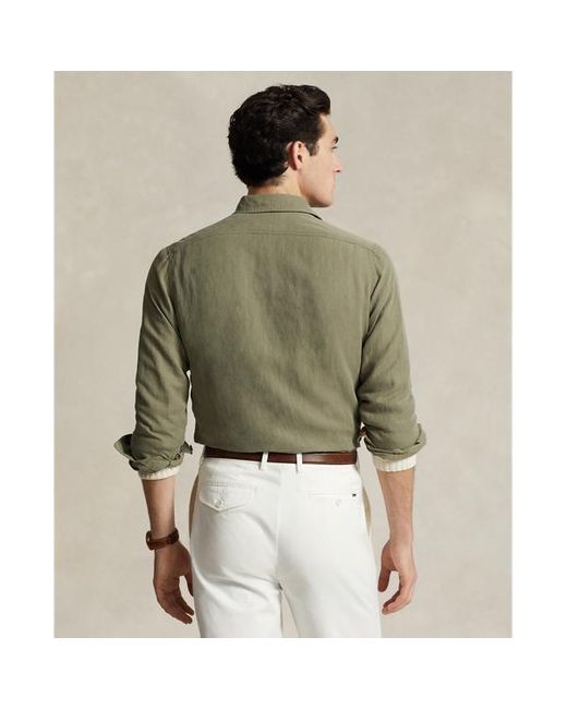 Polo Ralph Lauren Green Classic Fit Linen-silk Twill Workshirt for men