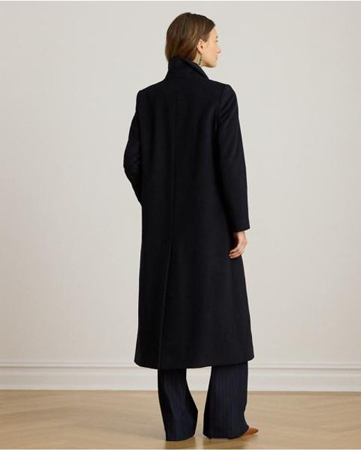 Ralph Lauren Blue Mantel Aus Wollmischung Mit Tunnelkragen