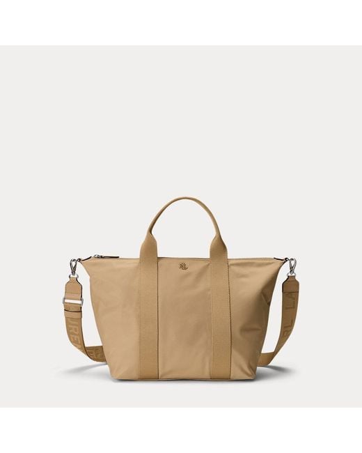 Ralph Lauren Stevie Extra Grote Nylon Tas Met Rits in het Natural