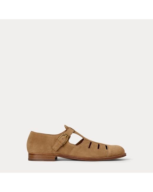 Ralph Lauren Brown Calf-Suede Fisherman Sandal for men