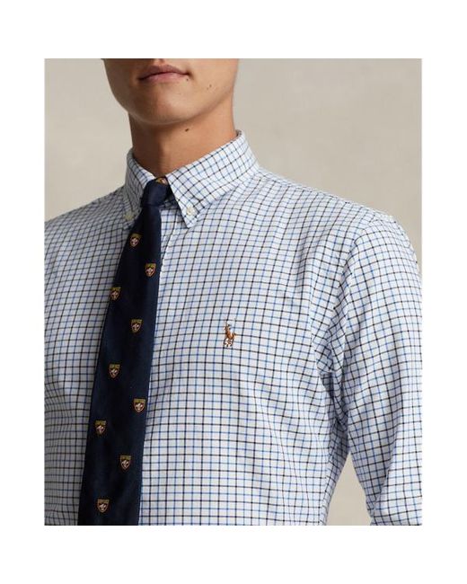 Polo Ralph Lauren Blue Custom Fit Tattersall Oxford Shirt for men